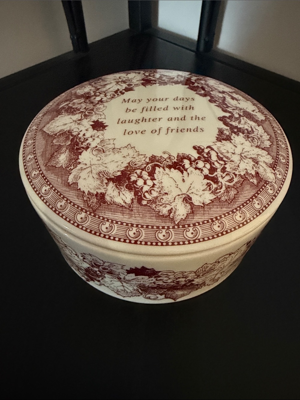 SPODE MEMENTOS ENGLAND ROUND TRINKET BOX with Lid Love of Friends